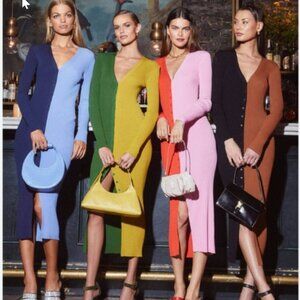 Staud Shoko Bi-Color Knit Dress Sz M